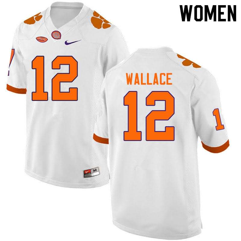 Women's Clemson Tigers K'Von Wallace #12 Colloge White NCAA Game Football Jersey July HGB44N5X