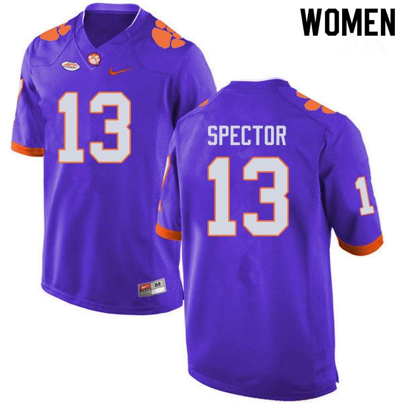 Women's Clemson Tigers Brannon Spector #13 Colloge Purple NCAA Elite Football Jersey In Stock VSN72N1U