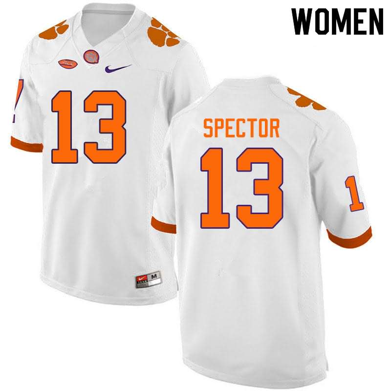 Women's Clemson Tigers Brannon Spector #13 Colloge White NCAA Game Football Jersey In Stock EEG18N0C