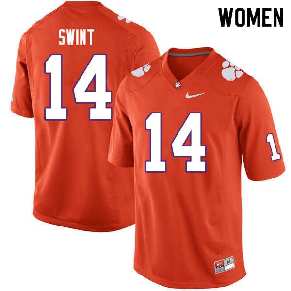 Women's Clemson Tigers Kevin Swint #14 Colloge Orange NCAA Game Football Jersey Style QMO64N2V