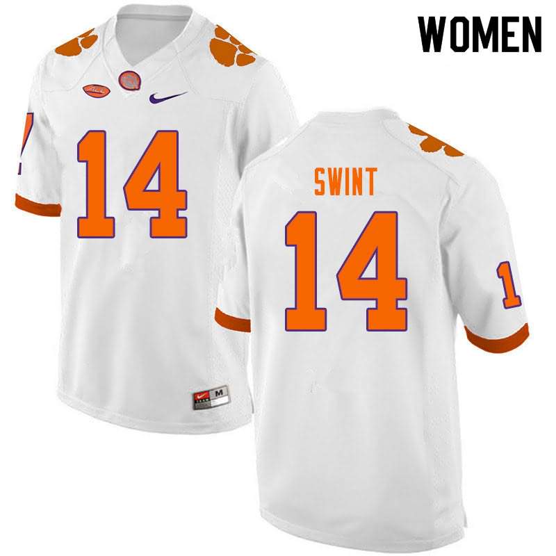 Women's Clemson Tigers Kevin Swint #14 Colloge White NCAA Game Football Jersey Official ZJC20N8K