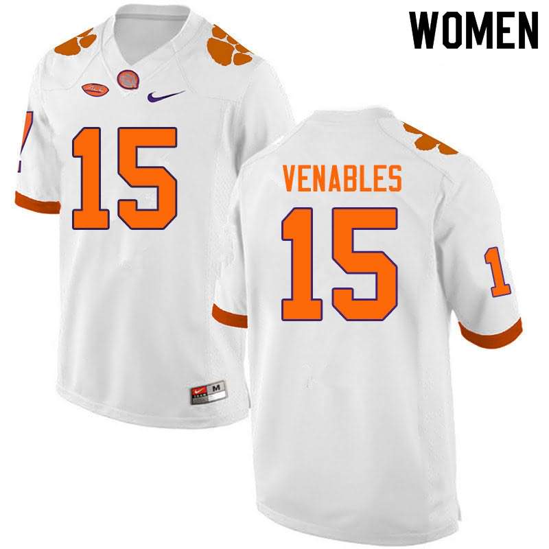 Women's Clemson Tigers Jake Venables #15 Colloge White NCAA Game Football Jersey Comfortable LVX86N4F