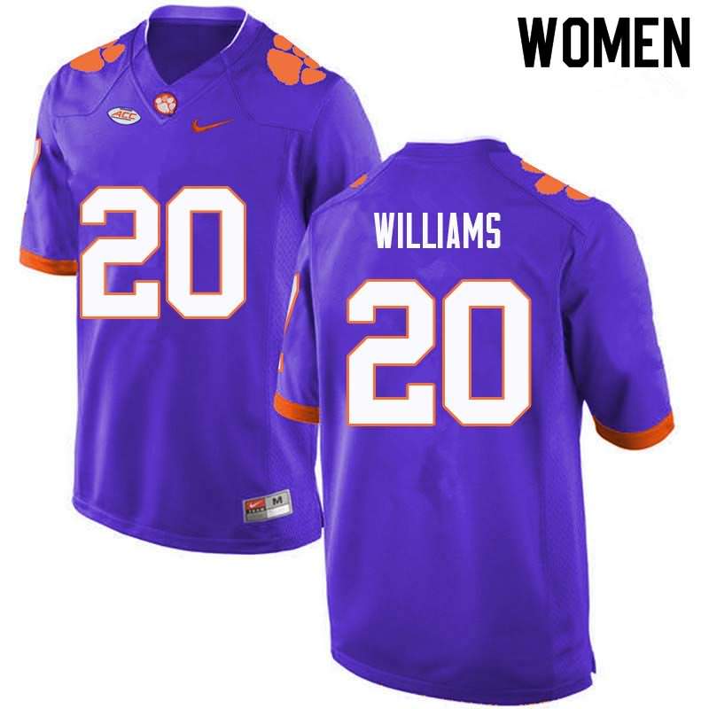 Women's Clemson Tigers LeAnthony Williams #20 Colloge Purple NCAA Game Football Jersey Anti-slip AQV81N2J