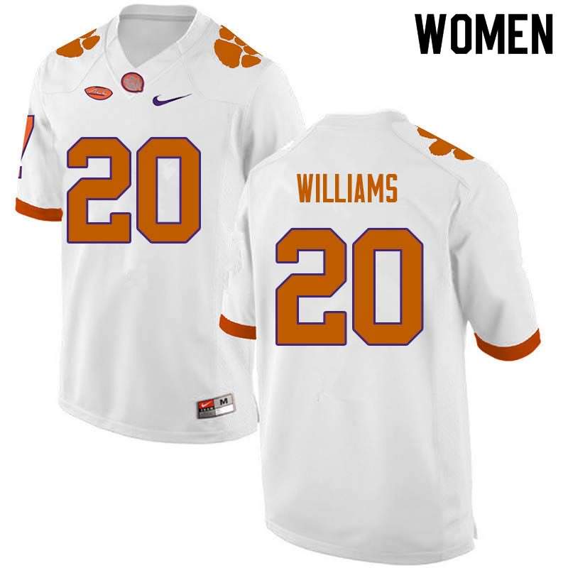 Women's Clemson Tigers LeAnthony Williams #20 Colloge White NCAA Game Football Jersey Damping SEA10N3S