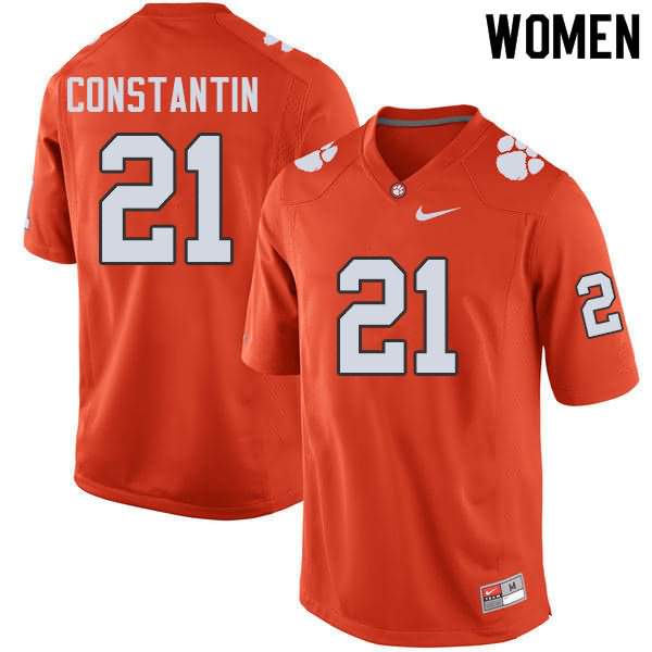 Women's Clemson Tigers Bryton Constantin #21 Colloge Orange NCAA Game Football Jersey August IUN37N8G