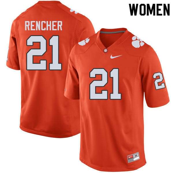 Women's Clemson Tigers Darien Rencher #21 Colloge Orange NCAA Game Football Jersey October DIW82N8Z