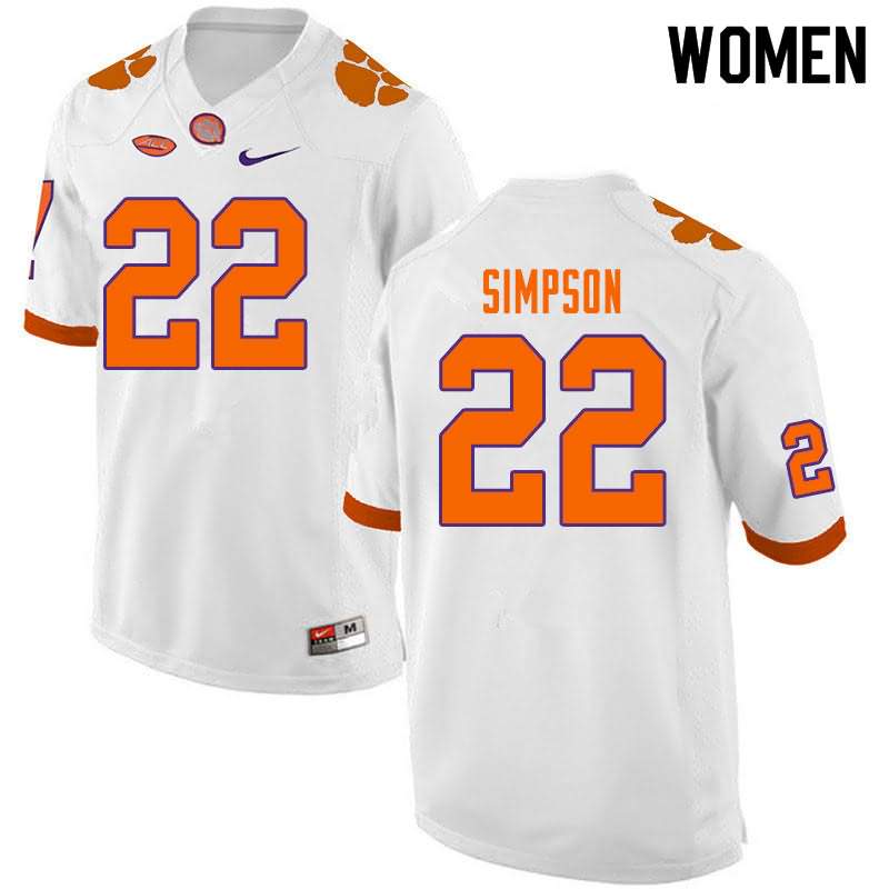 Women's Clemson Tigers Trenton Simpson #22 Colloge White NCAA Elite Football Jersey Spring CFH31N5P