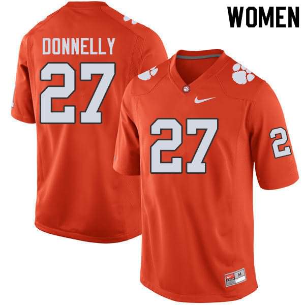 Women's Clemson Tigers Carson Donnelly #27 Colloge Orange NCAA Game Football Jersey Breathable BJV66N8G