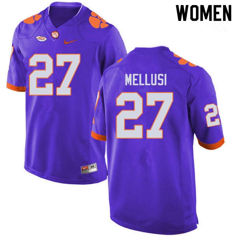Women's Clemson Tigers Chez Mellusi #27 Colloge Purple NCAA Game Football Jersey Classic XND71N0R