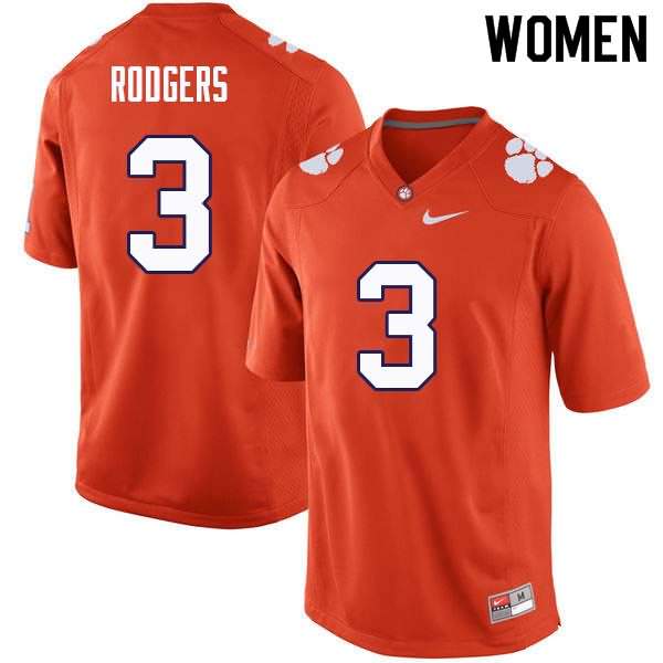 Women's Clemson Tigers Amari Rodgers #3 Colloge Orange NCAA Game Football Jersey New Style DBV63N5U