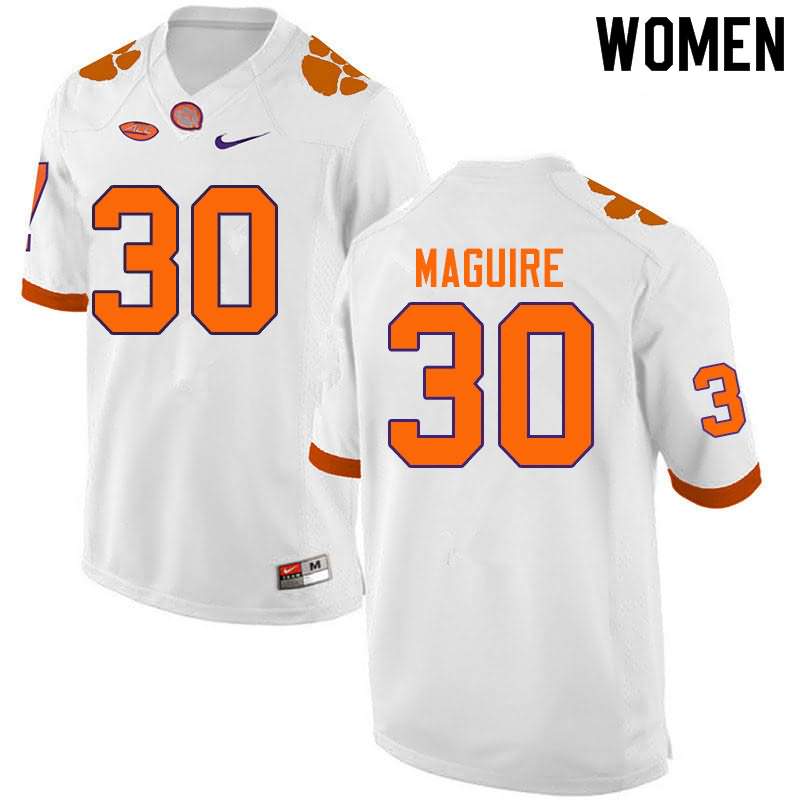 Women's Clemson Tigers Keith Maguire #30 Colloge White NCAA Elite Football Jersey High Quality VGM08N3R