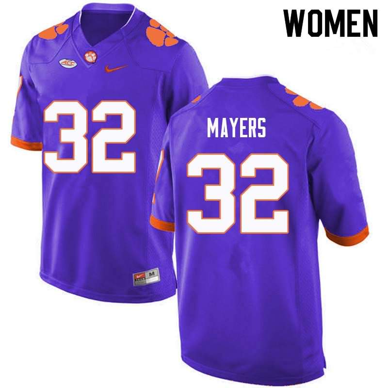 Women's Clemson Tigers Sylvester Mayers #32 Colloge Purple NCAA Game Football Jersey Colors PKM57N2O