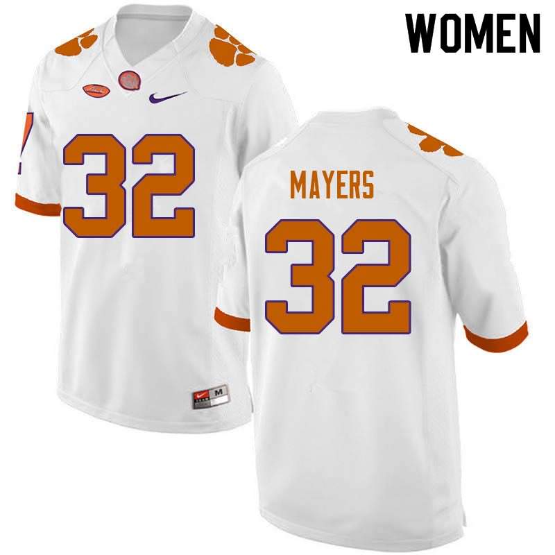 Women's Clemson Tigers Sylvester Mayers #32 Colloge White NCAA Game Football Jersey Designated BUC73N8Z