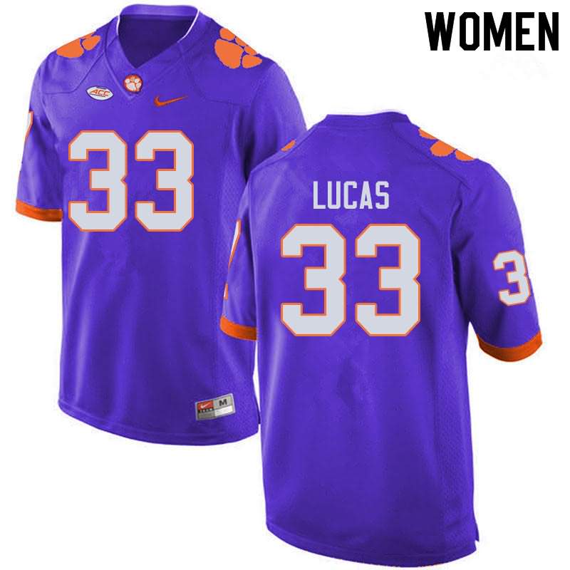Women's Clemson Tigers Ty Lucas #33 Colloge Purple NCAA Elite Football Jersey Trade NHG63N2I