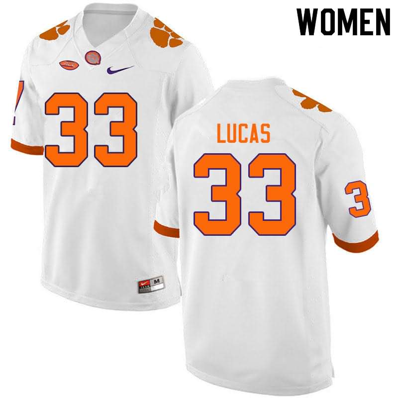 Women's Clemson Tigers Ty Lucas #33 Colloge White NCAA Elite Football Jersey April YWD82N0E