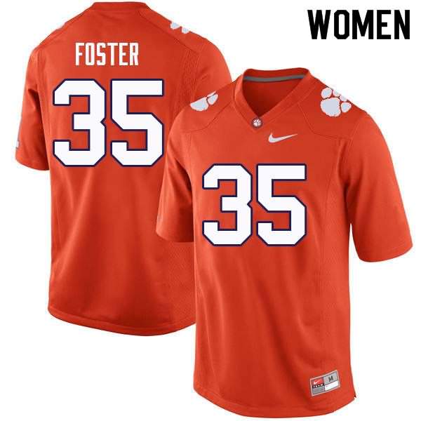 Women's Clemson Tigers Justin Foster #35 Colloge Orange NCAA Game Football Jersey January HPE02N1Q