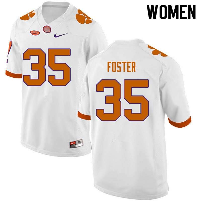 Women's Clemson Tigers Justin Foster #35 Colloge White NCAA Game Football Jersey Hot FFE73N2N