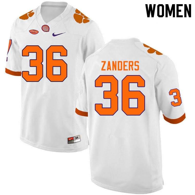 Women's Clemson Tigers Lannden Zanders #36 Colloge White NCAA Game Football Jersey Copuon EHK47N6E