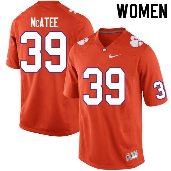 Women's Clemson Tigers Bubba McAtee #39 Colloge Orange NCAA Game Football Jersey Original THV26N8R