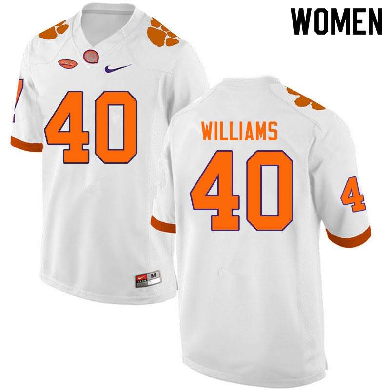 Women's Clemson Tigers Greg Williams #40 Colloge White NCAA Game Football Jersey Holiday WRD83N4Z