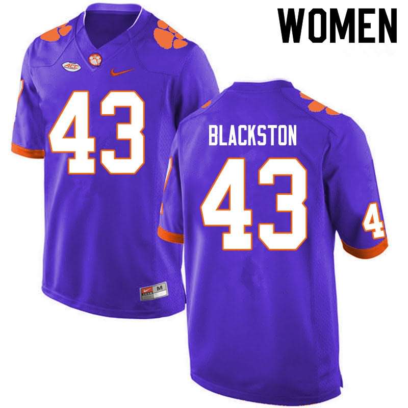 Women's Clemson Tigers Will Blackston #43 Colloge Purple NCAA Game Football Jersey On Sale SSH56N5M