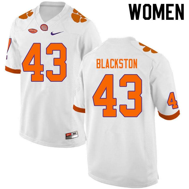 Women's Clemson Tigers Will Blackston #43 Colloge White NCAA Game Football Jersey Trade HFU88N0B