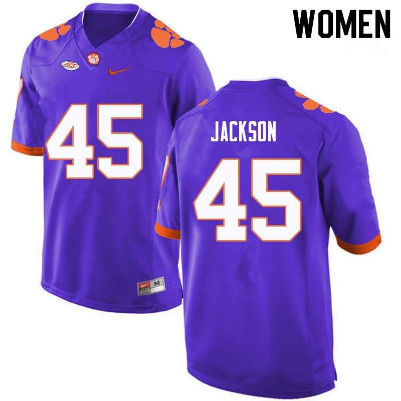 Women's Clemson Tigers Josh Jackson #45 Colloge Purple NCAA Game Football Jersey January FBO47N2D