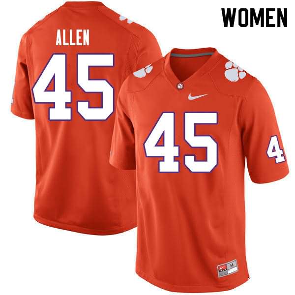 Women's Clemson Tigers Sergio Allen #45 Colloge Orange NCAA Game Football Jersey ventilation ABH32N4Q