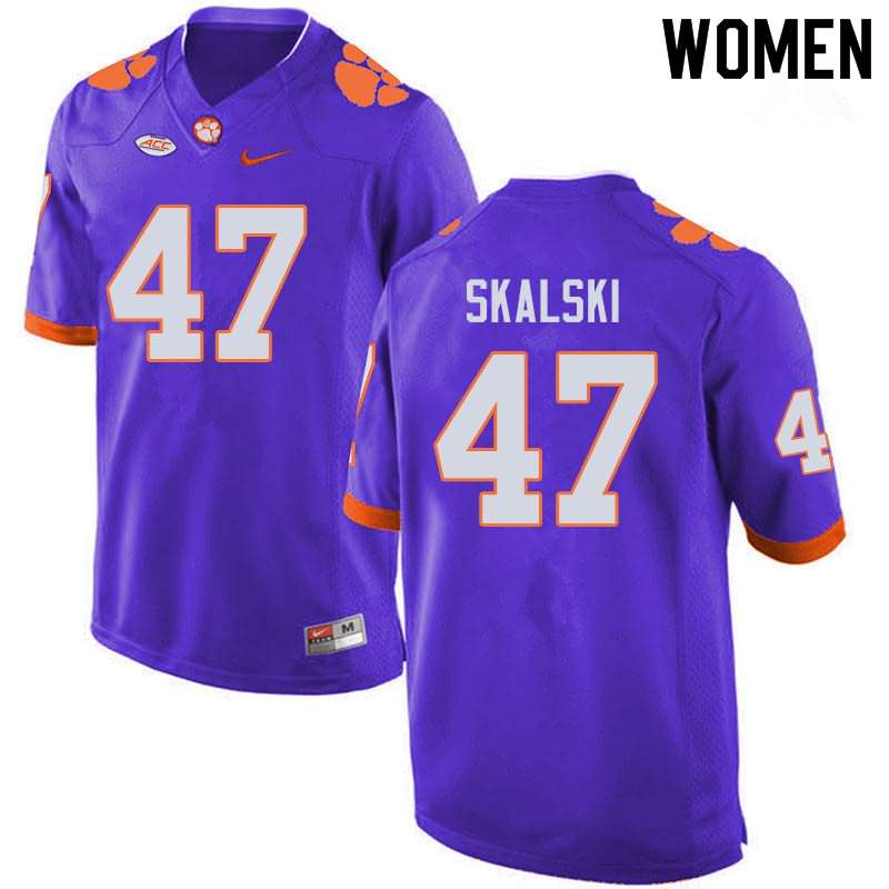 Women's Clemson Tigers James Skalski #47 Colloge Purple NCAA Game Football Jersey Summer YBG13N7V