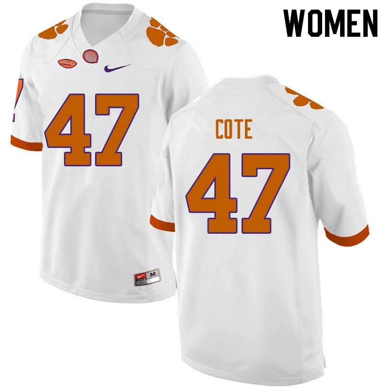 Women's Clemson Tigers Peter Cote #47 Colloge White NCAA Game Football Jersey Pure HTY62N2W