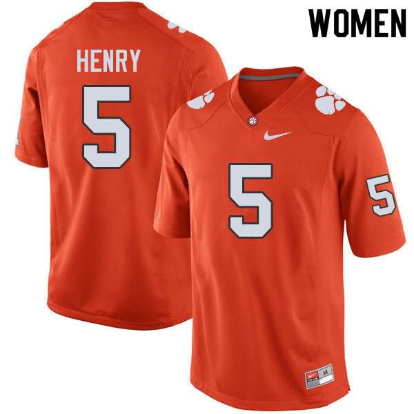 Women's Clemson Tigers K.J. Henry #5 Colloge Orange NCAA Game Football Jersey Classic NZB50N8F