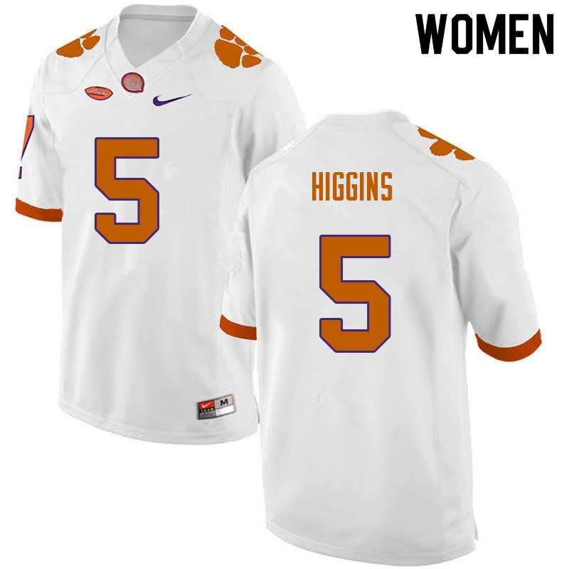 Women's Clemson Tigers Tee Higgins #5 Colloge White NCAA Game Football Jersey Best YSR82N2B