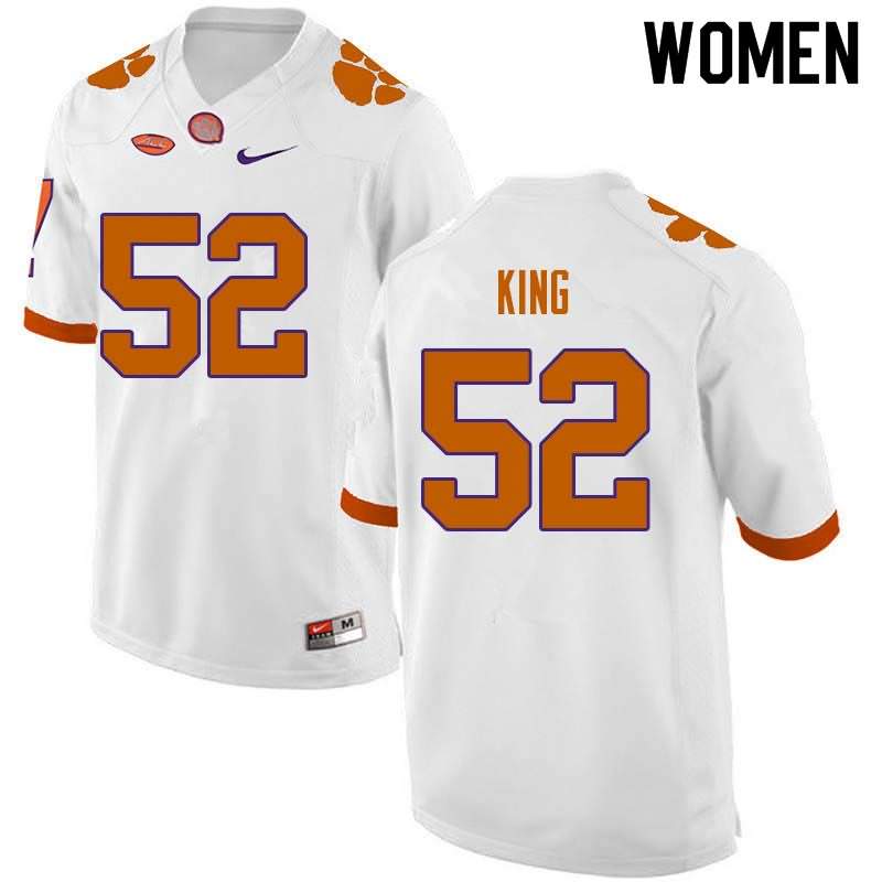 Women's Clemson Tigers Matthew King #52 Colloge White NCAA Game Football Jersey For Fans XIJ80N6M