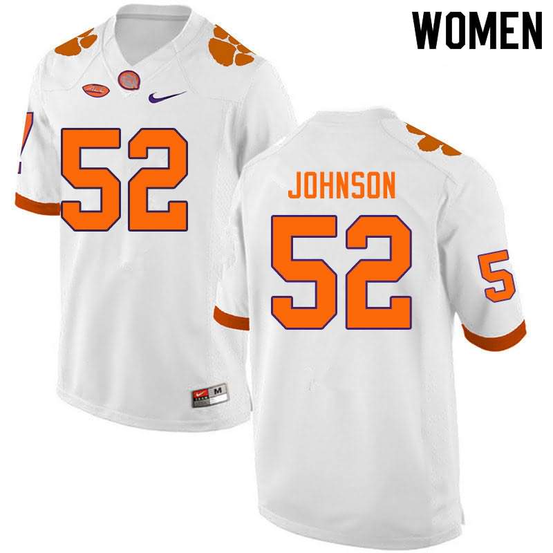 Women's Clemson Tigers Tayquon Johnson #52 Colloge White NCAA Elite Football Jersey May JHM37N2X