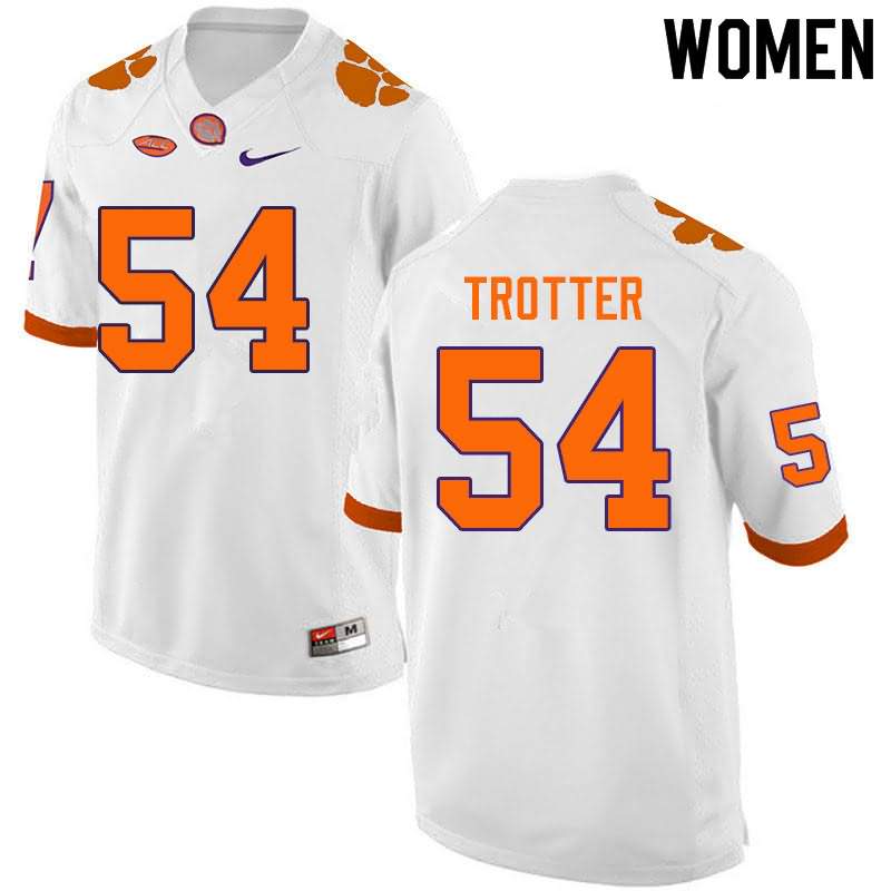 Women's Clemson Tigers Mason Trotter #54 Colloge White NCAA Elite Football Jersey Breathable IND84N2H