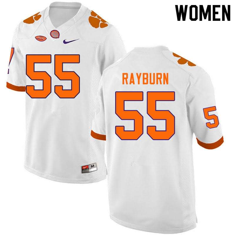 Women's Clemson Tigers Hunter Rayburn #55 Colloge White NCAA Game Football Jersey July WZU42N1R