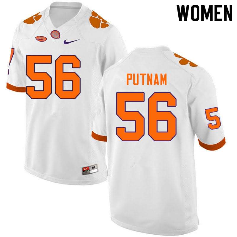 Women's Clemson Tigers Will Putnam #56 Colloge White NCAA Game Football Jersey Hot Sale PJS23N6I