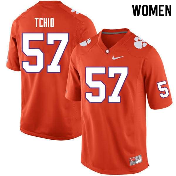 Women's Clemson Tigers Paul Tchio #57 Colloge Orange NCAA Game Football Jersey Original REE43N6J