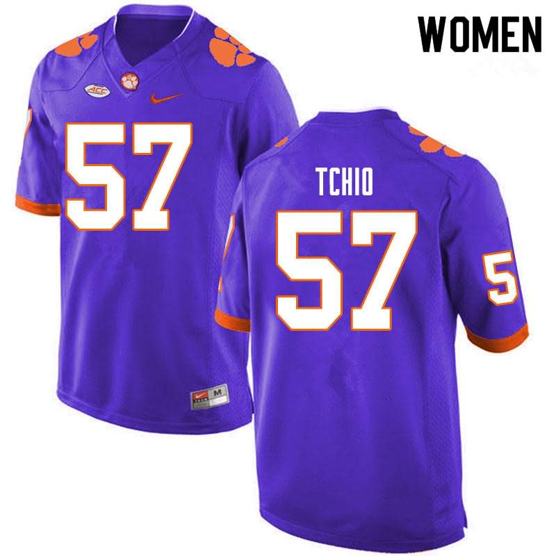 Women's Clemson Tigers Paul Tchio #57 Colloge Purple NCAA Elite Football Jersey Style ZQX43N5C