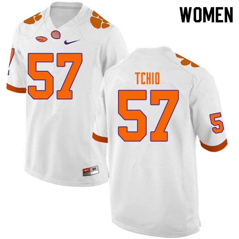 Women's Clemson Tigers Paul Tchio #57 Colloge White NCAA Game Football Jersey Online DFS71N6F
