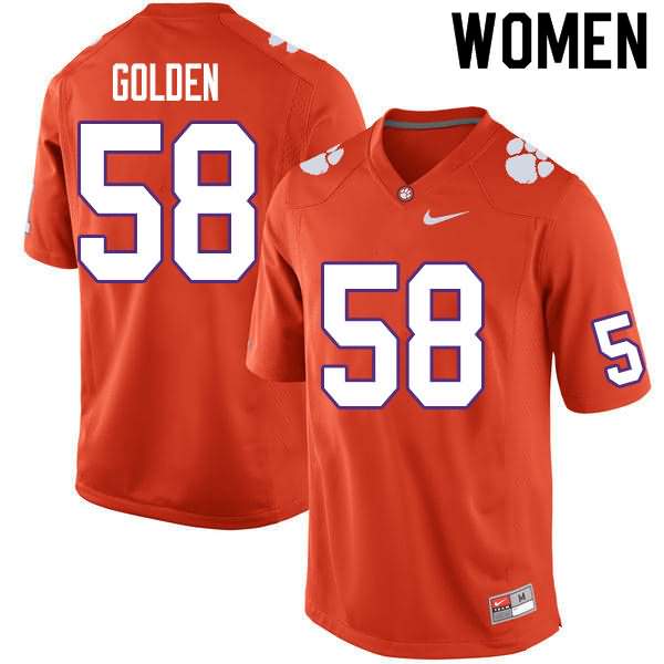 Women's Clemson Tigers Maddie Golden #58 Colloge Orange NCAA Game Football Jersey For Fans HJS52N2E