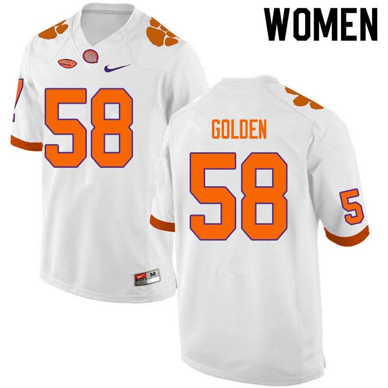 Women's Clemson Tigers Maddie Golden #58 Colloge White NCAA Game Football Jersey Athletic GPA20N5U