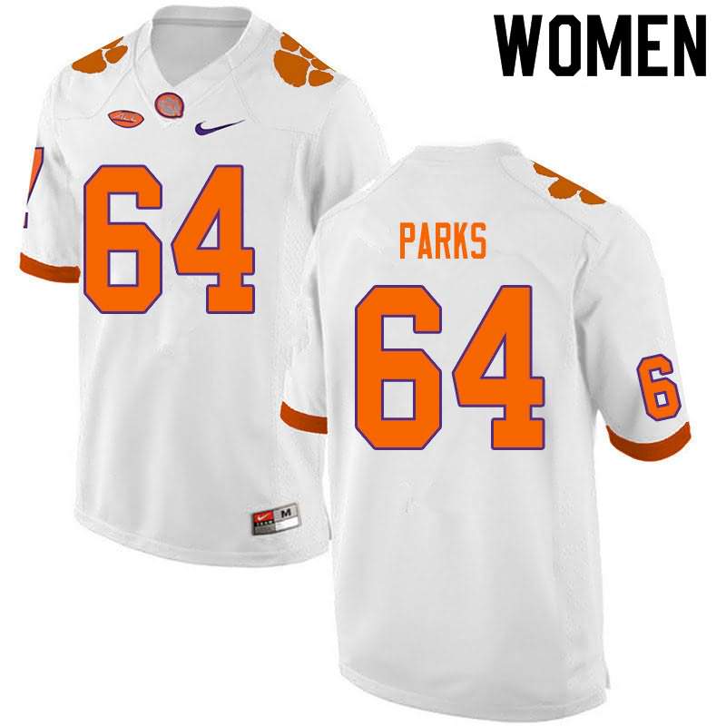 Women's Clemson Tigers Walker Parks #64 Colloge White NCAA Game Football Jersey Version NBE46N1V