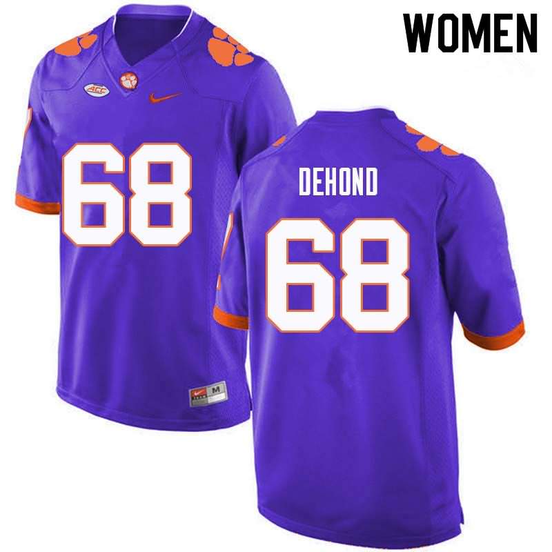 Women's Clemson Tigers Noah DeHond #68 Colloge Purple NCAA Game Football Jersey Style ZGT57N4L