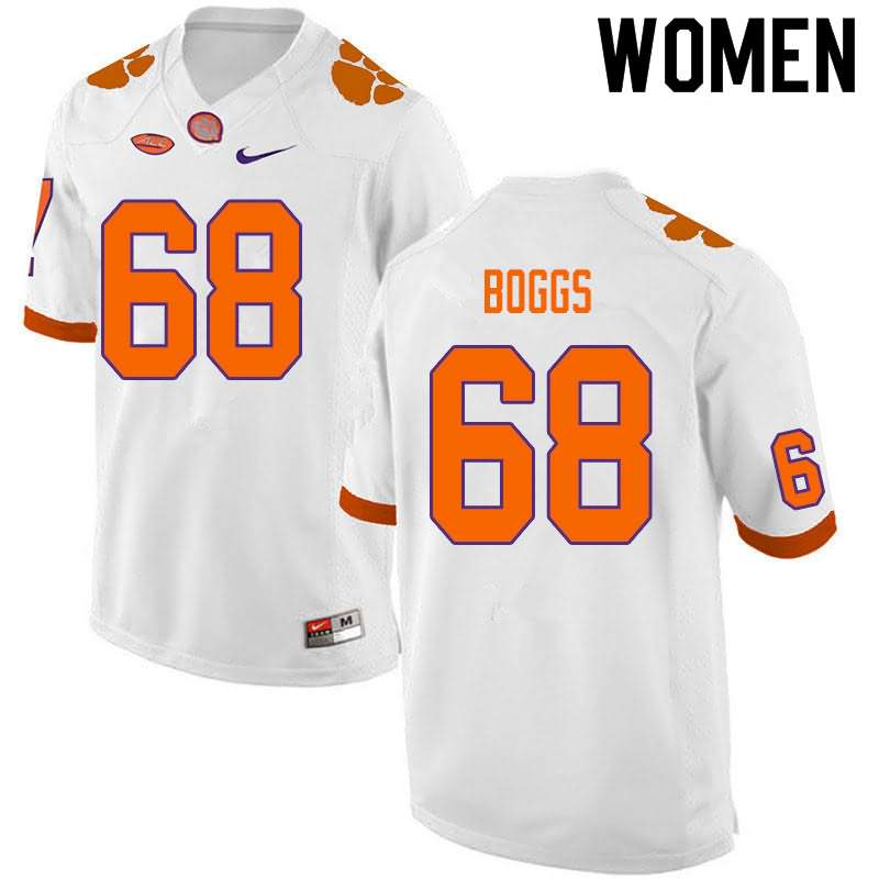 Women's Clemson Tigers Will Boggs #68 Colloge White NCAA Game Football Jersey Breathable DPE20N5Y