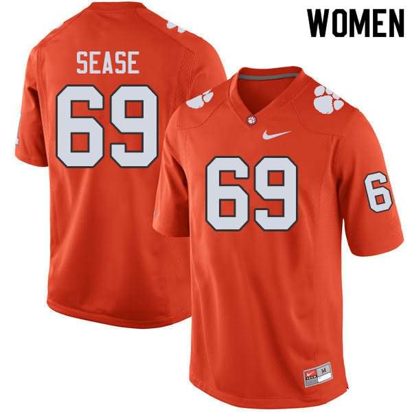 Women's Clemson Tigers Marquis Sease #69 Colloge Orange NCAA Elite Football Jersey Style POI15N4R