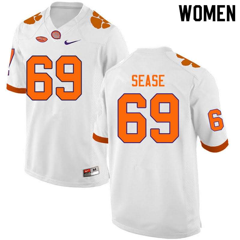 Women's Clemson Tigers Marquis Sease #69 Colloge White NCAA Elite Football Jersey Style LUP80N8T