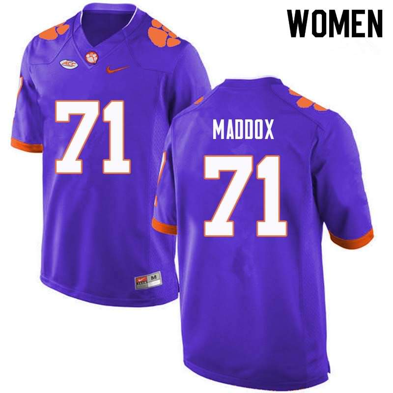 Women's Clemson Tigers Jack Maddox #71 Colloge Purple NCAA Elite Football Jersey Season HAE00N6A