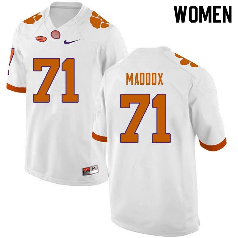 Women's Clemson Tigers Jack Maddox #71 Colloge White NCAA Game Football Jersey In Stock QAC14N8T