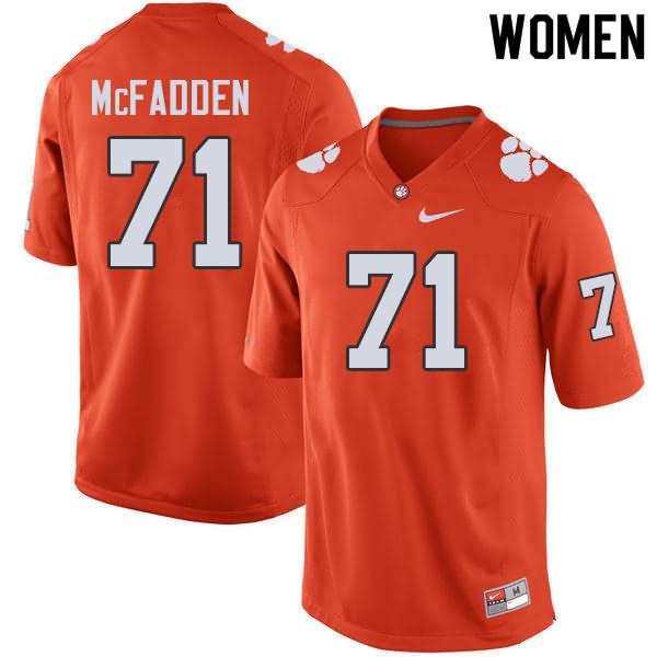Women's Clemson Tigers Jordan McFadden #71 Colloge Orange NCAA Game Football Jersey Colors UQX41N5R